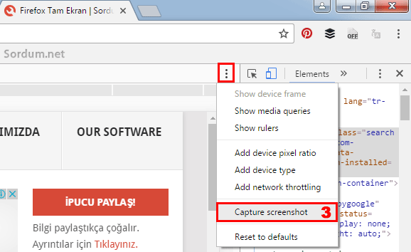 chrome ekrani yakala
