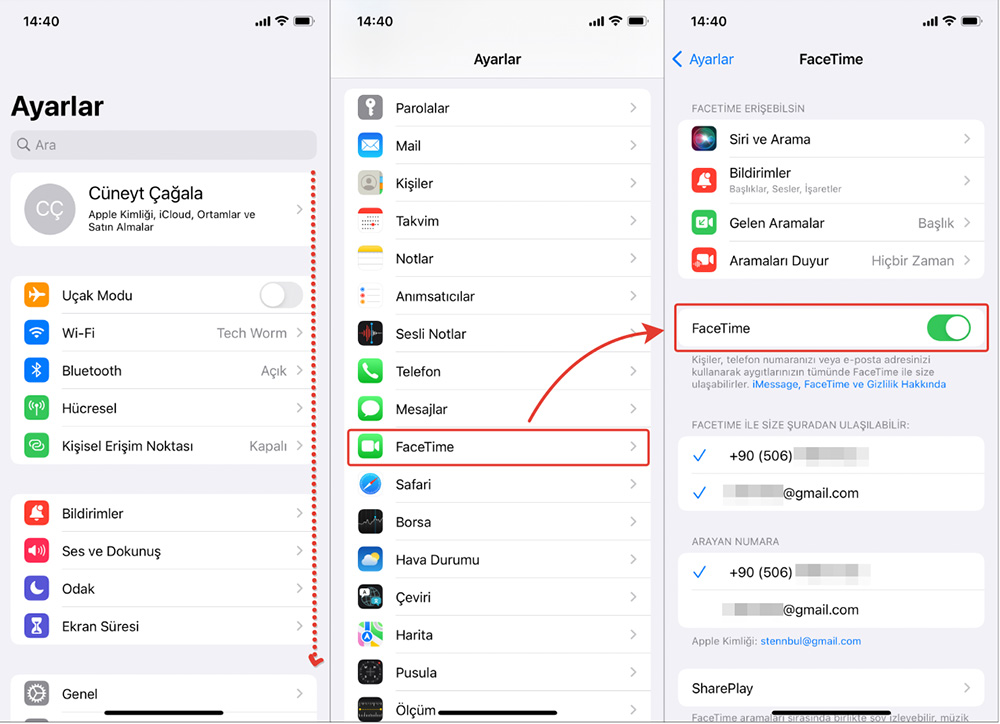 facetime acip kapatma