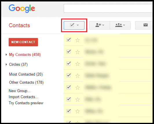 google select all contacts