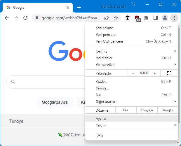 google chrome ayarlar