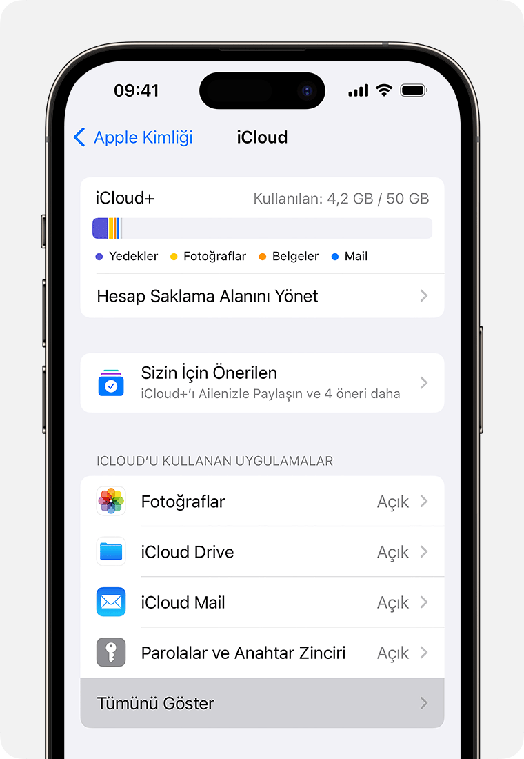 ios 17 iphone 14 pro settings apple id icloud show all on tap