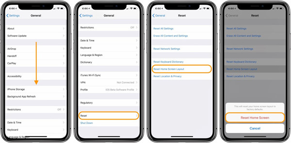 restore default home screen layout